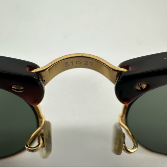 Ray-Ban Clubmaster Tortoiseshell Gold Frame Sunglasses Green Lenses - Picture 8 of 14